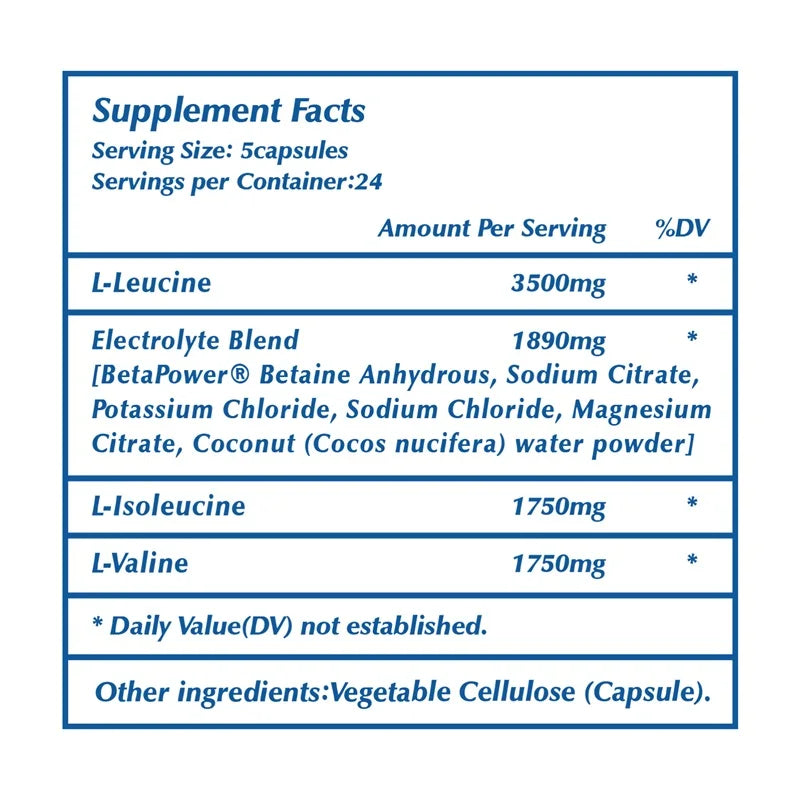 Sport BCAA Supplement – Branched Chain Amino Acids Capsules – Enhance Strength and Energy Levels, Increase Muscle Mass