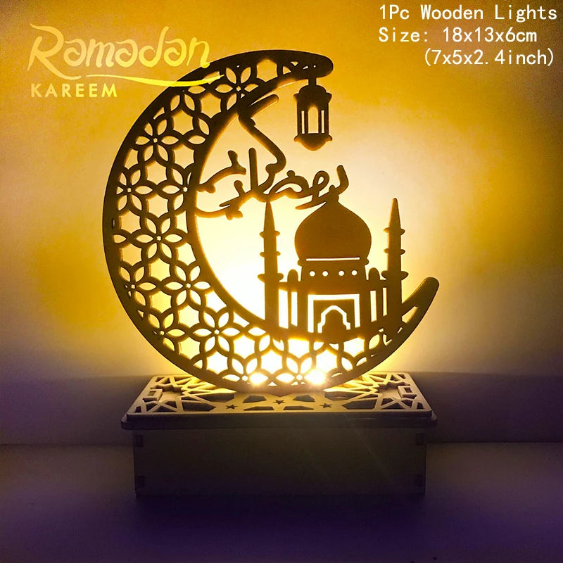 Ramadan Decoration Festival Wooden Moon Star Lights Deco Bedroom Decoration Ramadan 2023 Ramadan Party Lighting Decorative Lamps