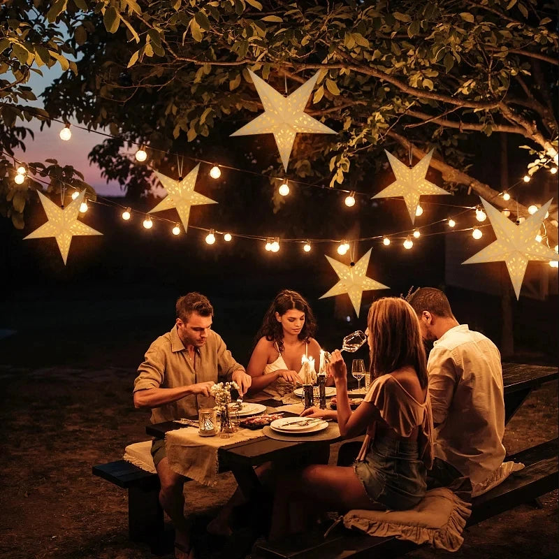 Hollow Star Hanging Pendant Eid Mubarak Ramadan Kareem Decoration Lantern 2024 Islamic Muslim Party Supplies Christmas Birthday