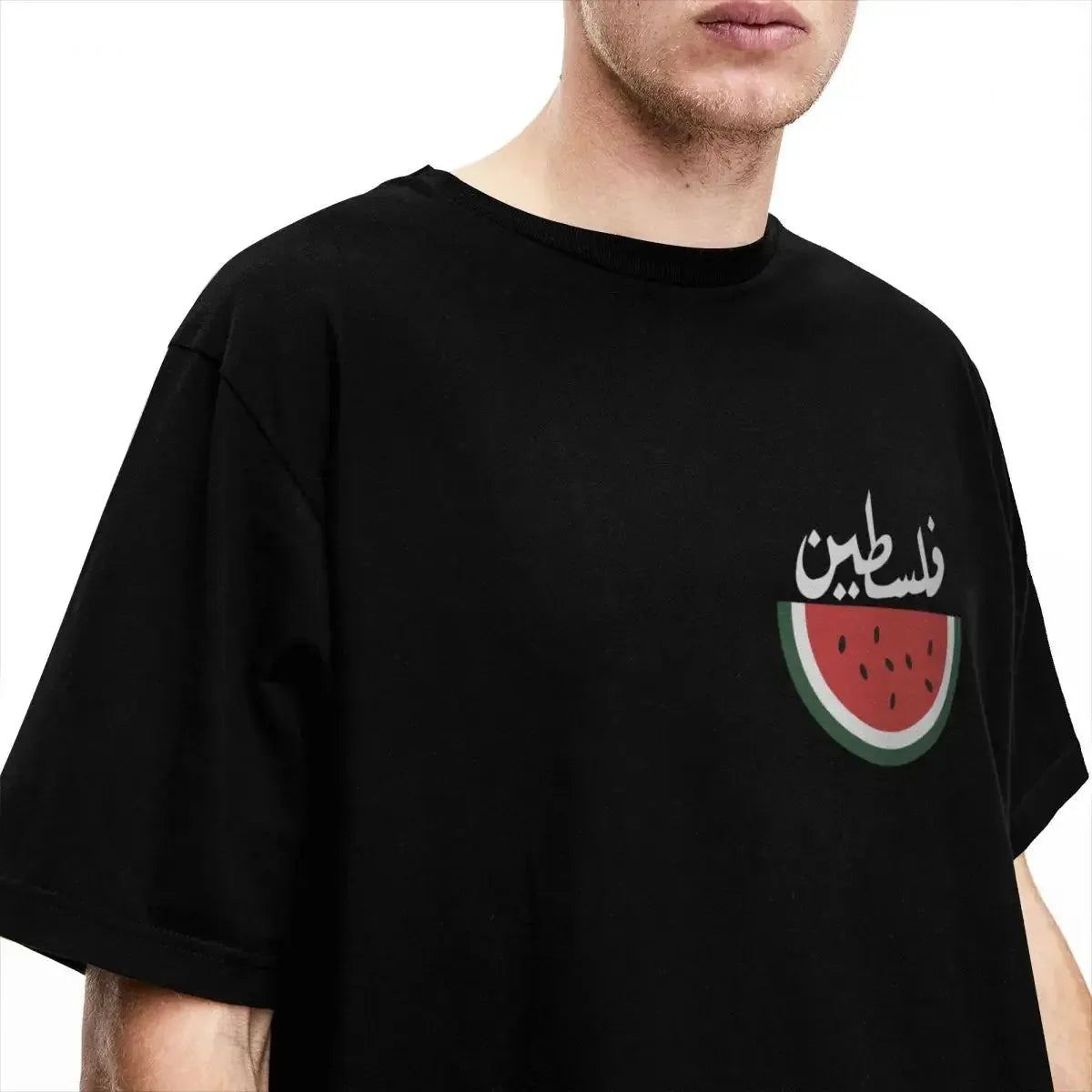 Palestine Watermelon Palestinian T-Shirts for Men Novelty Cotton Tee Shirt Round Neck Short Sleeve T Shirts Gift Idea Tops