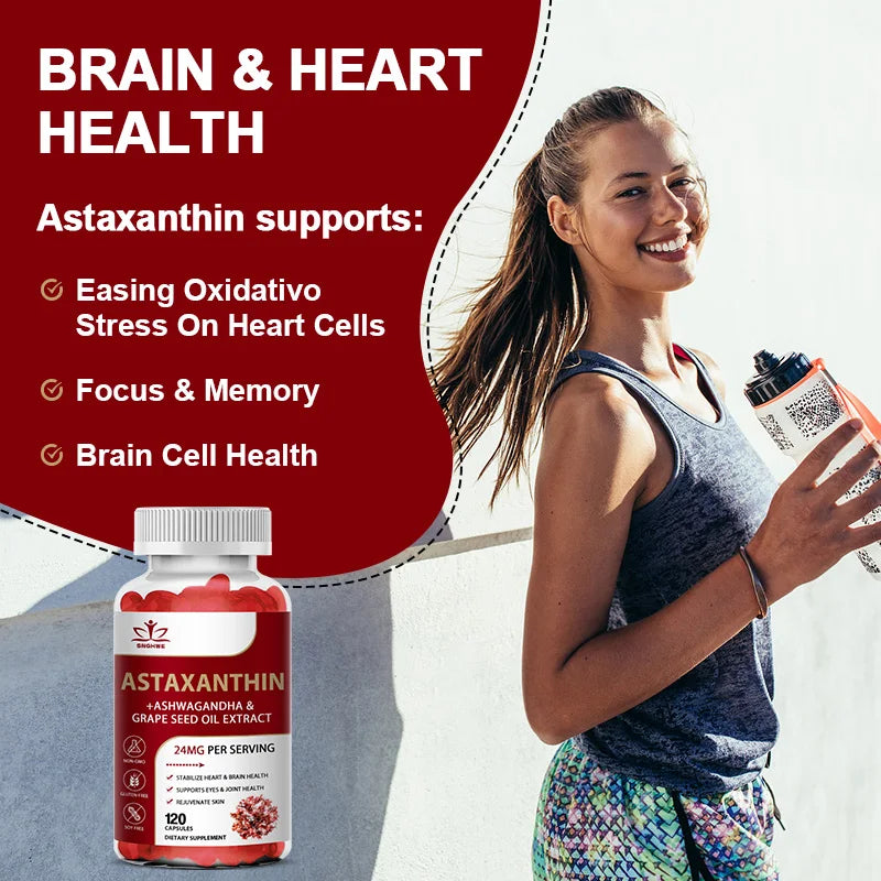 SNGHWE 24mg Astaxanthin Capsules Improves Eye, Joint, Skin Health And Energy Levels-Supports Heart Health, Immune System