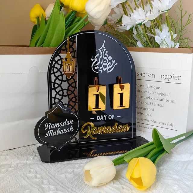 Ramadan Countdown Calendar Acrylic Eid Mubarak Ornament Kareem Ramadan Decoration 2025 For Home Islamic Muslim Party Decor Gifts