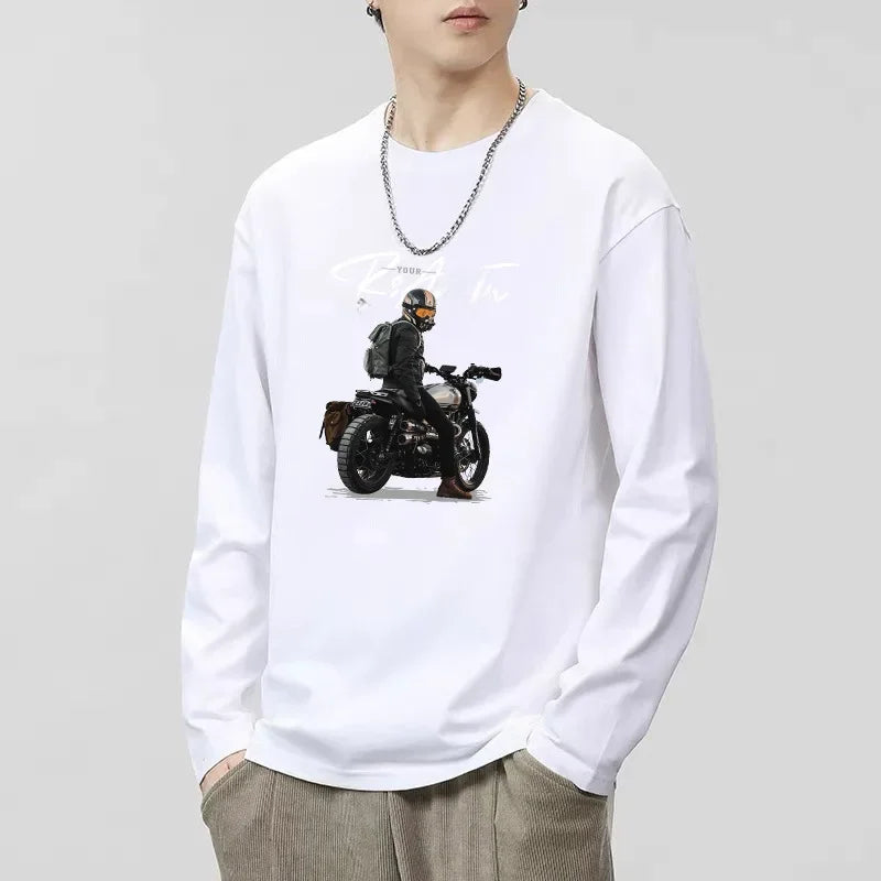 240g Double-Sided Long Sleeve T-Shirt 2024 Autumn Winter New Men's Women's Casual Solid Color Base Layer Top