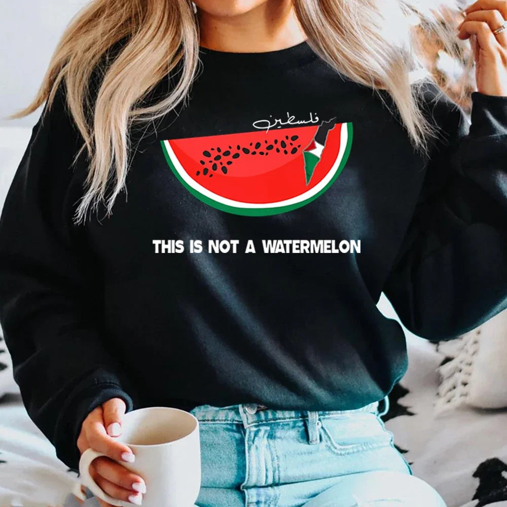 This Is Not A Watermelon Sweatshirt "Ceci N'est Pas Une Pastèque"  Hoodie Freedom Crewneck Sweatshirt Arab Gift Pullover