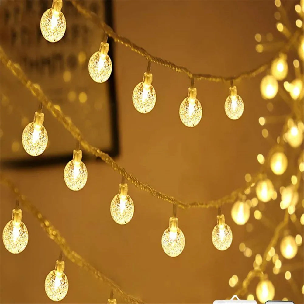 6M LED Light Crystal Ball Outdoor Garden Camping Light String 40 LED Lights Waterproof Garland Light Ramadan Decorations