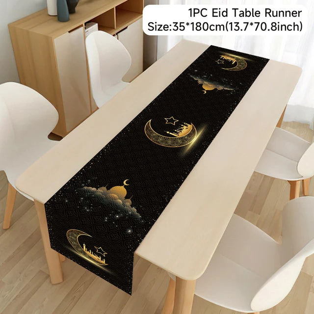 Ramadan Decoration Table Runner EID Mubarak Decor 2025 For Home Tablecloth Ramadan Kareem Islamic Muslim Party Eid Al-Fitr Gifts