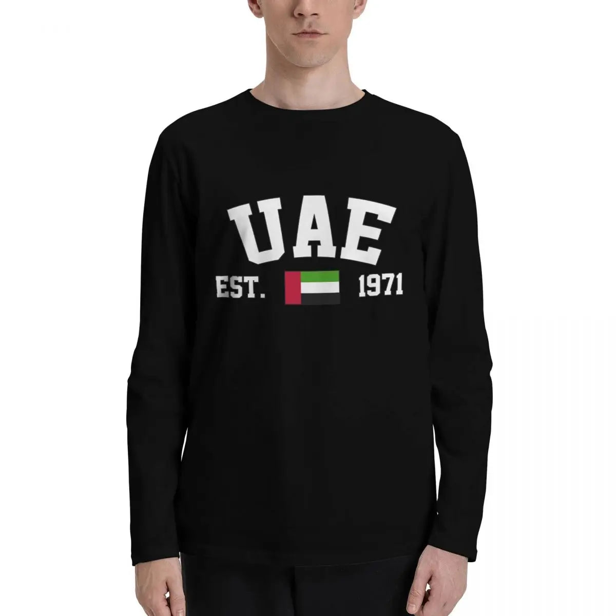 100% Cotton United Arab Emirates Flag With EST. Year Long Sleeve Autumn T shirts Men Women Unisex Clothing LS T-Shirt Tops Tees