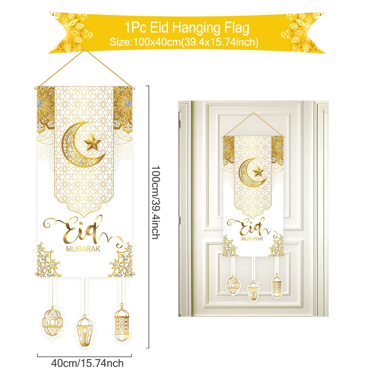 Eid Mubarak Decoration 2025 Hanging Flag Ramadan For Home Door Islamic Muslim Party Decor Ramadan Kareem Banner Eid Al-Fitr Gift