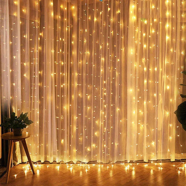 3M LED Curtain Garland Light String Remote Control USB Fairy Lamp Rustic Wedding Christmas Ramadan Decoration 2025 Eid Mubarak