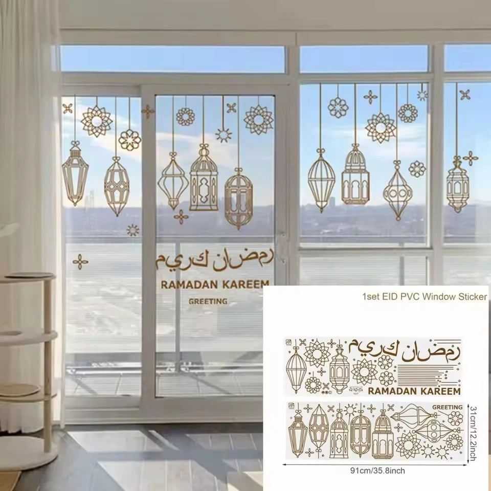 Eid Mubarak Wall Window Stickers Ramadan Decorations for Home 2025 Ramadan Kareem Islamic Muslim Party Decor Eid Mubarak Gifts