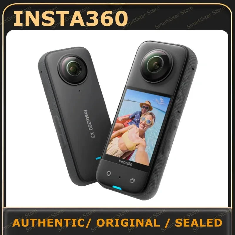 Insta360 X3 - Waterproof 360 Action Camera with 1/2" 48MP Sensors,5.7K 360 Active HDR Video,72MP 360 Photo,4K Single-Lens