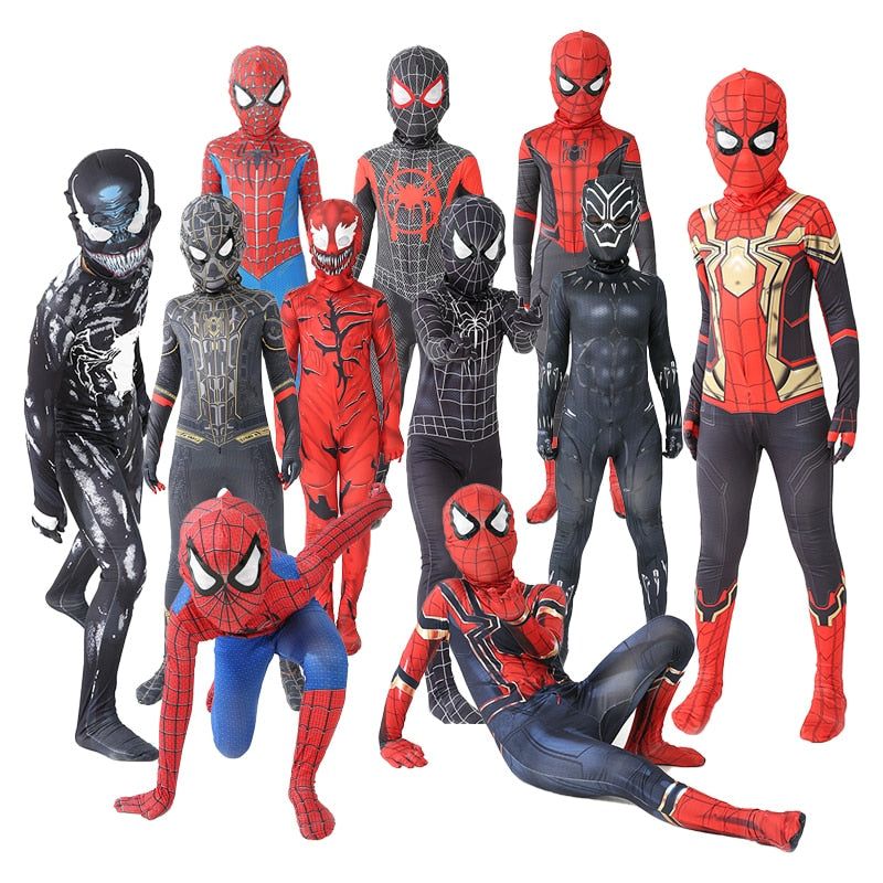 New Miles Morales Far From Home Cosplay Costume Zentai Spiderman Costume Superhero Bodysuit Spandex Suit for Kids Custom Made