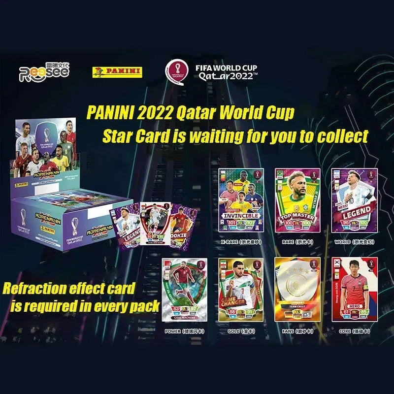 PANINI 2022 Qatar World Cup Football Star Card Box Soccer Star Collection Messi Ronaldo Footballer Limited Fan Cards Box Set