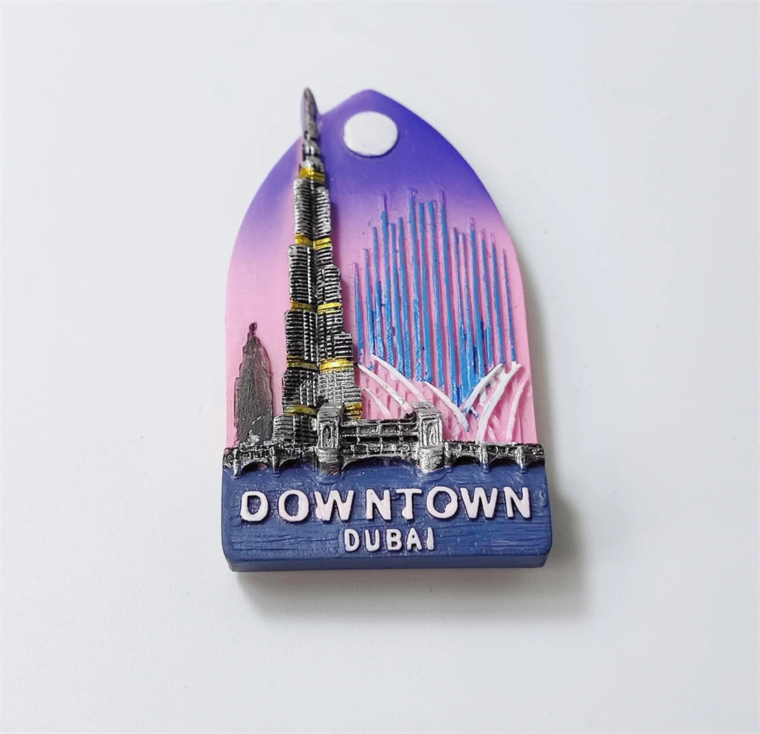 Dubai UAE 3D Downtown Fridge Magnet Souvenir Gift,Resin Handmade Dubai Refrigerator Magnet Home Decoration Collection