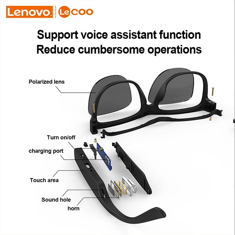 Original Lenovo C8 Smart Sunglasses Earphone HiFi Music Bluetooth 5.0 Wireless Headset Driving HD Microphone Call Headphones