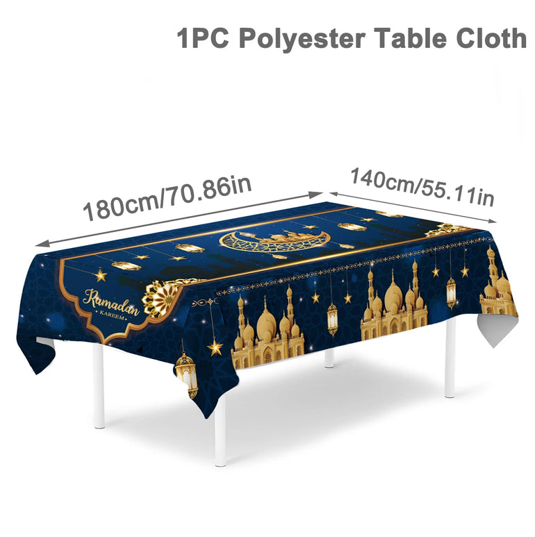 Eid Mubarak Star Moon Tablecloth Ramadan Kareem Decor for Home 2025 Islamic Muslim Party Eid Al Adha Supplies Castle Table Cover