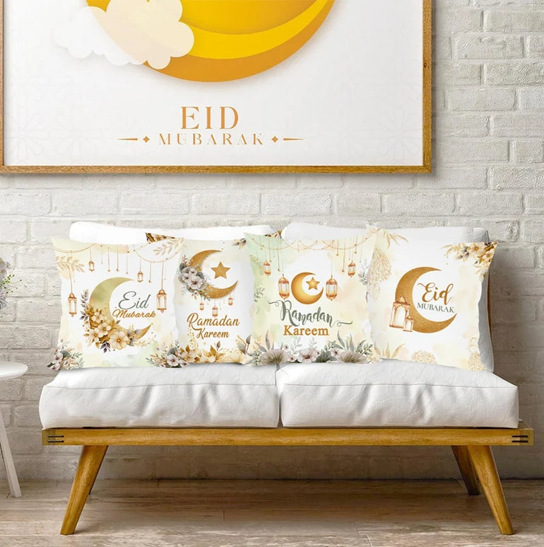 Eid Mubarak Cushion Cover Pillow Case Ramadan Kareem Decoration For Home 2025 Muslim Islam Party Decor Gift Eid Al Adha Supplies