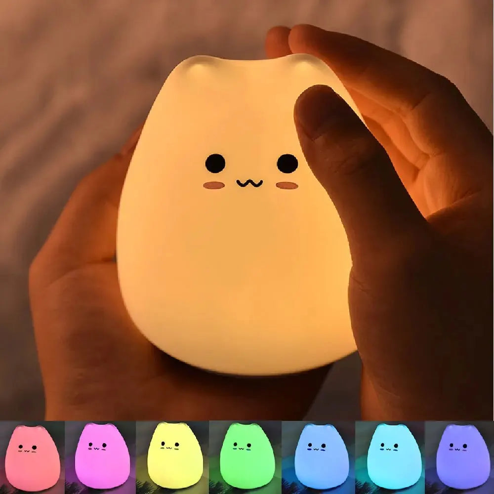 Touch Night Light Colorful Cat Silicone Animal Light Led Lights Cartoon Silicone Lamp Bedroom Decoration Lights Bedside Lighting