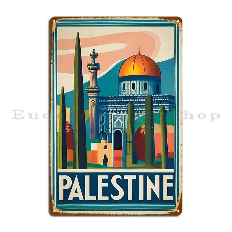 Vintage Palestine Jerusalem Metal Plaque Poster Party Plaques Living Room Wall Decor Designer Tin Sign Poster