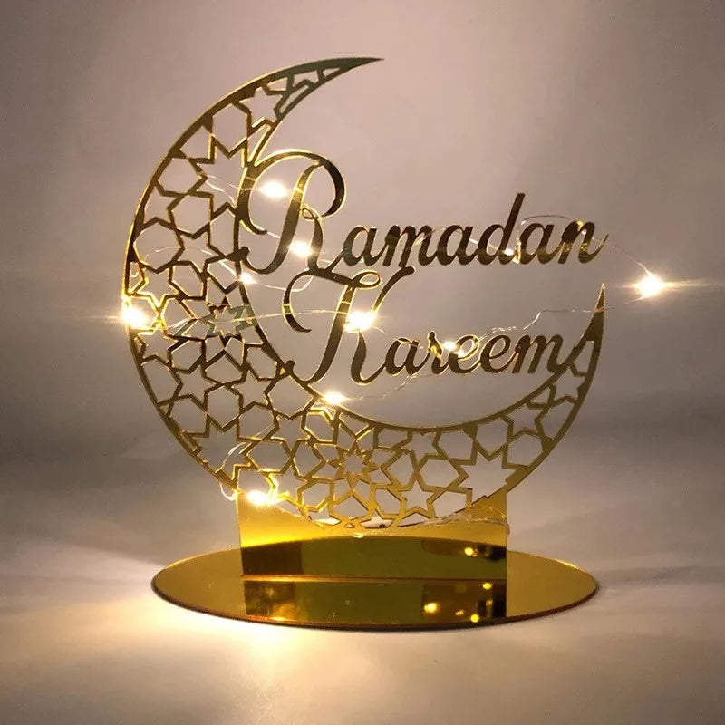 Eid Mubarak Table Ornaments Gold Star Moon Ramadan Kareem Home Decoration 2024 Islamic Muslim Home Party Decor Eid Al-fitr Gifts