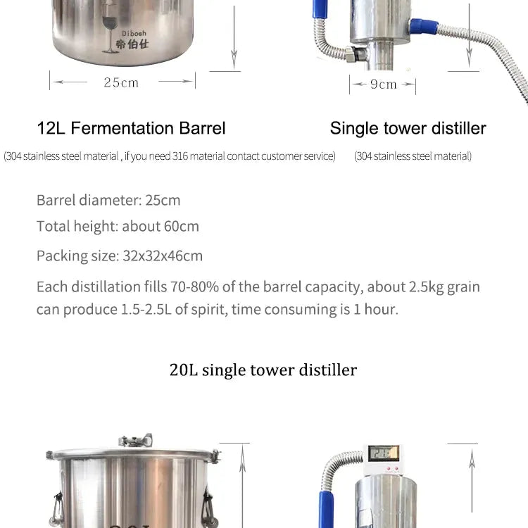 20L Moonshine Distillation Equipment Vodka Making Machine Distiller Alcohol Brewing Grape Wine Make at Home  Distillatory Liquor