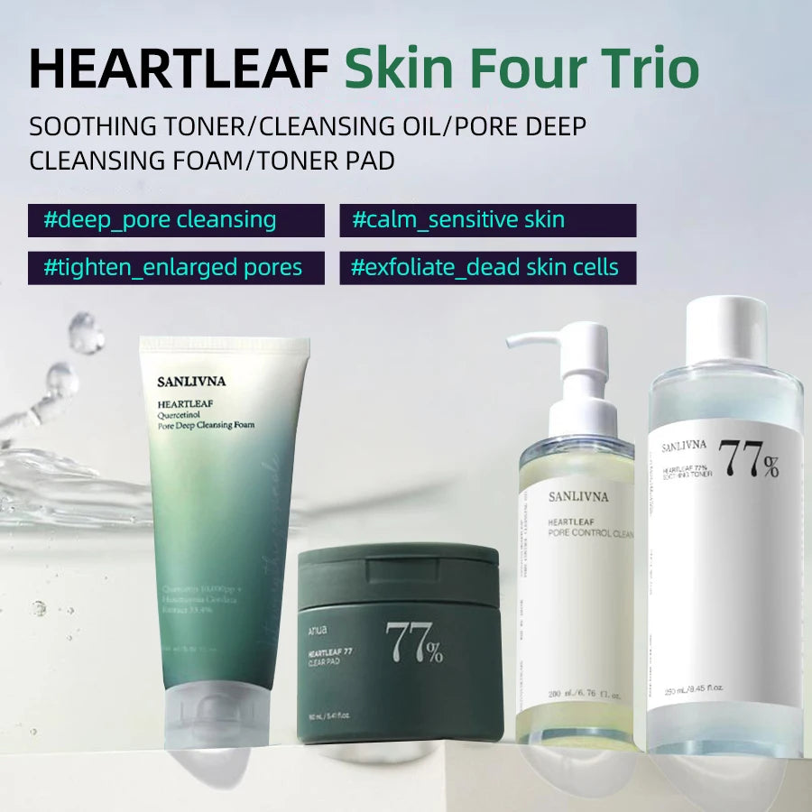 Heartleaf Skincare Set Facial Toner remove makeup Facial Serum Moisturizing Cleaning Pores For Women All Skin TypesSkin Care