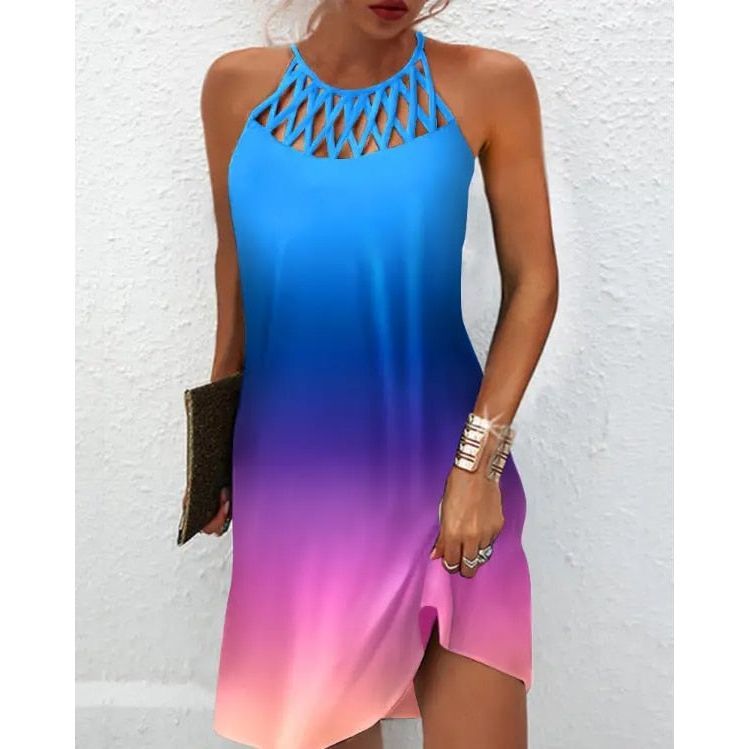 Women's dresses 2022 summer new Casual Sleeveless Vintage Tribal Print Cutout Daily Dress - Jointcorp