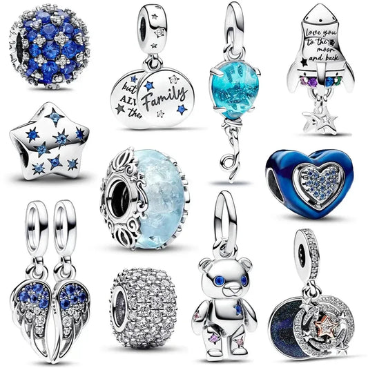 Authentic 925 Sterling Silver Blue Crystal Enamel Heart Charm Fit Pandora Bracelet Friend Surprise Birthday Jewelry Beads Gift