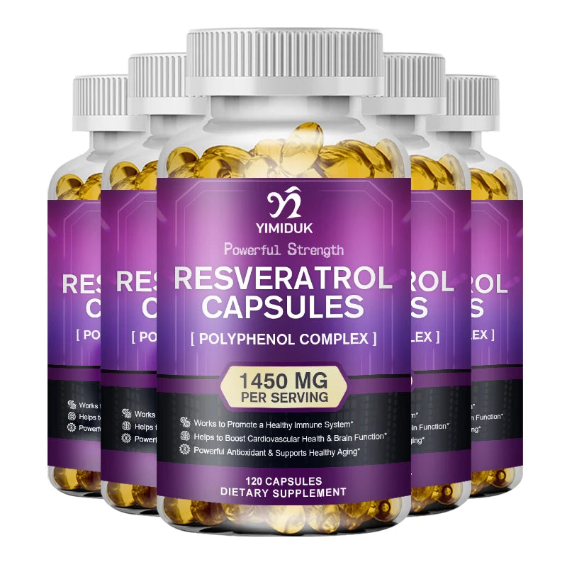 Resveratrol Capsules - Antioxidant Supplement - Supports Healthy Aging & Promotes Immune, Brain Boost & Joint Support