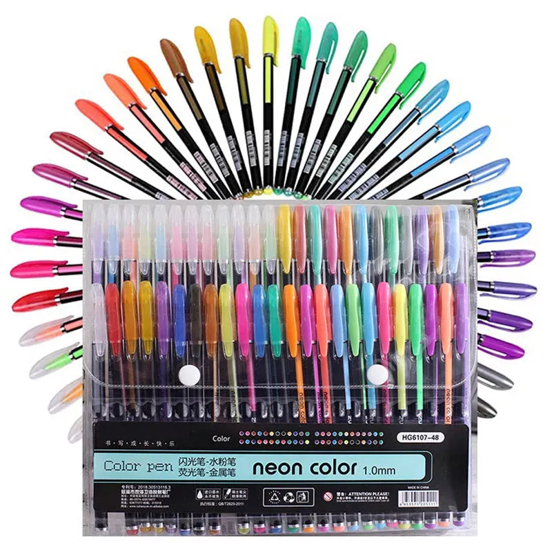 12/24Pcs Metallic Glitter Colors Gel Pens For School
