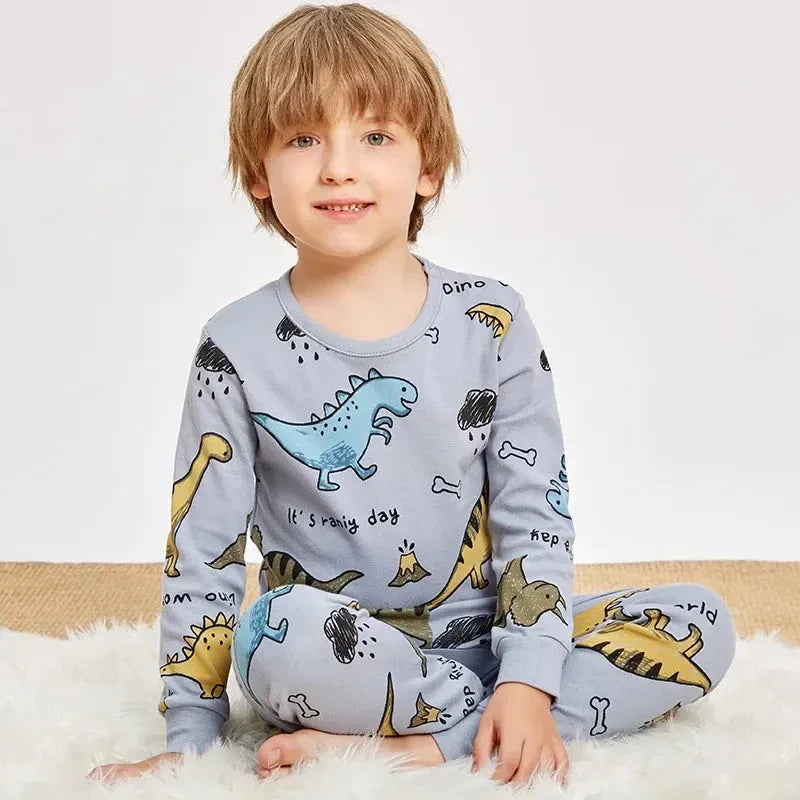 Teens Pajamas Long Sleeved Cotton Pyjamas Big Kids Clothes Sets Children Boys Sleepwear Pajamas For Girls 6 8 10 12 14 Years