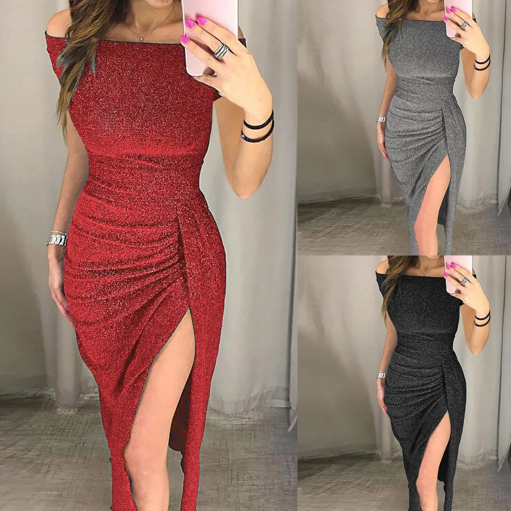 Summer Women Dresses 2024 Evening Party Women Dress Off Shoulder High Slit Elegant Long Dress Sexy Club Dress Vestidos