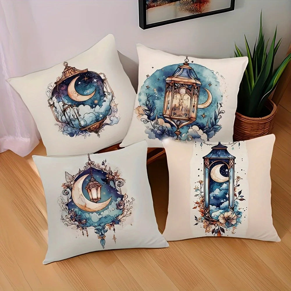 Light Luxury Ramadan Printed Pillowcase Nordic Home Decor Pillowcase Holiday Bedroom Living Room Decor Polyester Cushion Cover