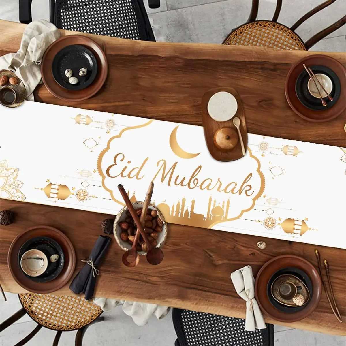 Ramadan Kareem Table Runner Eid Mubarak Decor 2025 for Home Ramadan Mubarak Islamic Muslim Party Eid Al-Fitr Gifts Ramadan Decor