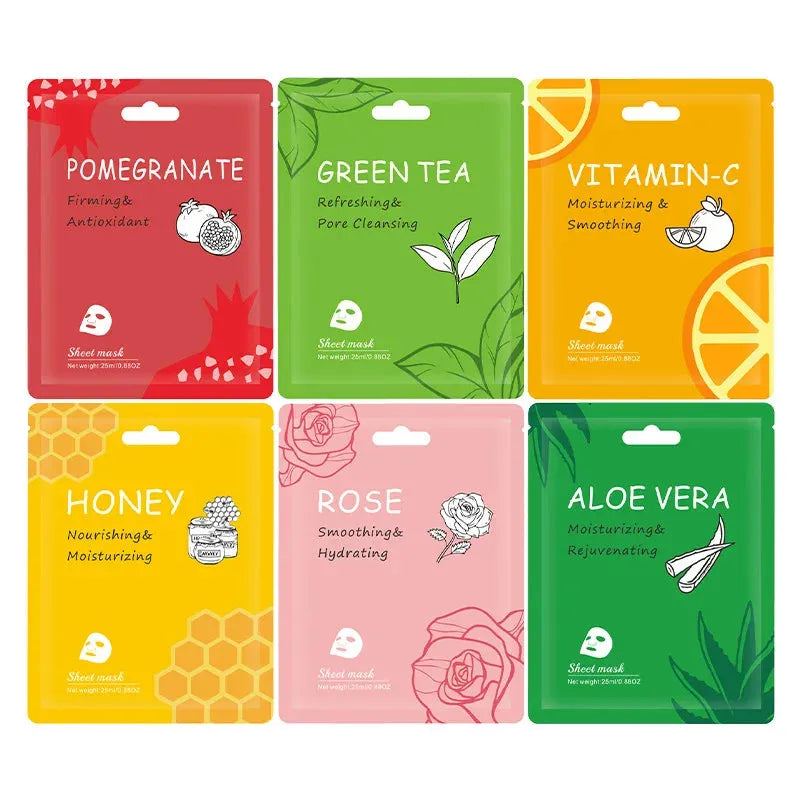 10pcs Vitamin C Facial Masks Beauty Faec Moisturizing Firming Hydrating skincare Rose Honey Aloe Face Mask Skin Care Products