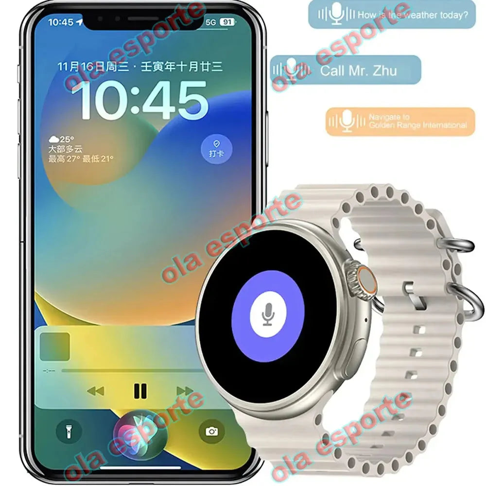 Round Smart Watch Ultra 9 Bluetooth Phone Call SmartWatch Wireless Charger Infinite Screen Sport Smart Bracelet PK Z78ultra Kd56