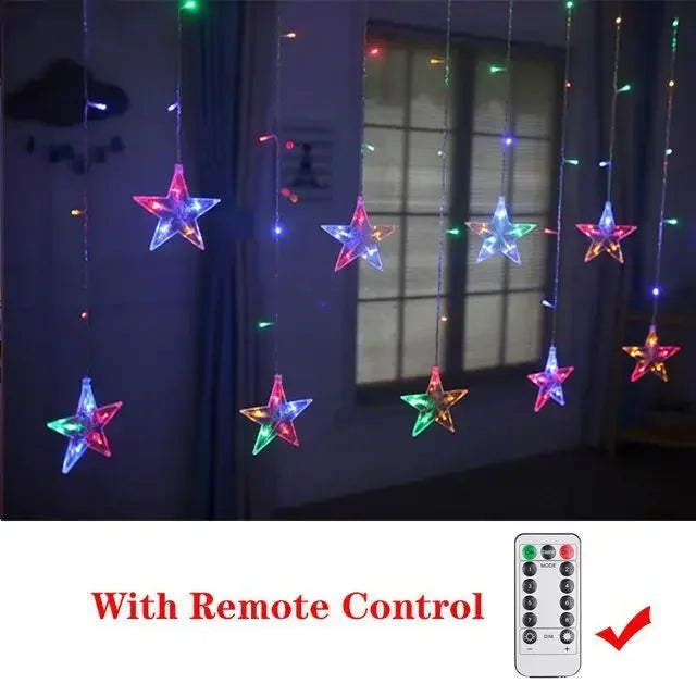 Star Moon Led Curtain Garland String Light EID Mubarak Ramadan Decoration for Christmas Home 2025 Islam Muslim E