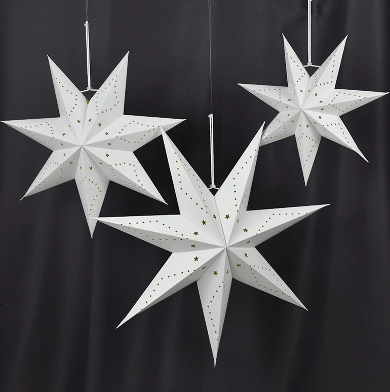 Hollow Star Hanging Pendant Eid Mubarak Ramadan Kareem Decoration Lantern 2024 Islamic Muslim Party Supplies Christmas Birthday