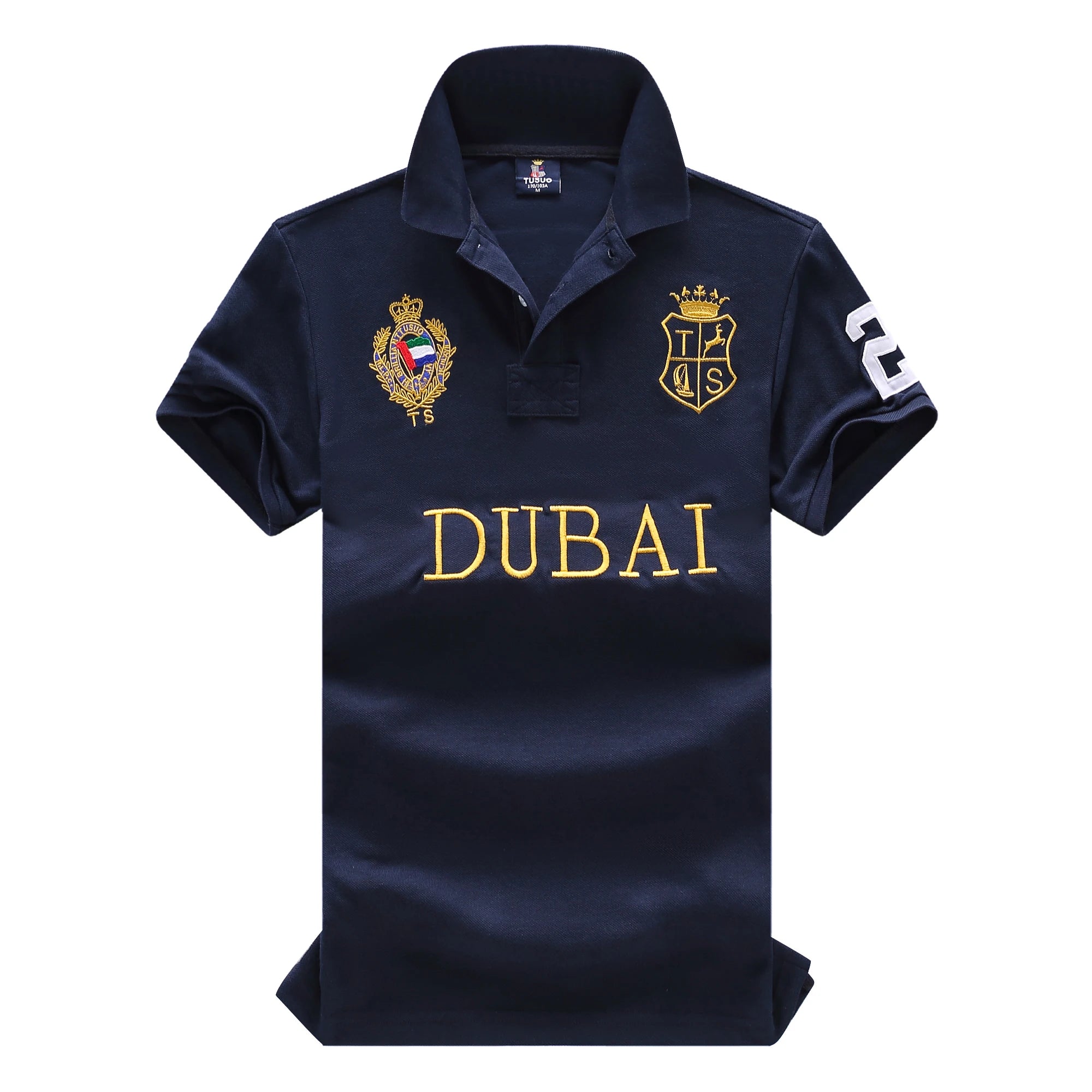 Men's polo shirt UAE Dubai short Royal casual  sport party high-end cotton embroidery luxury contrast color original design