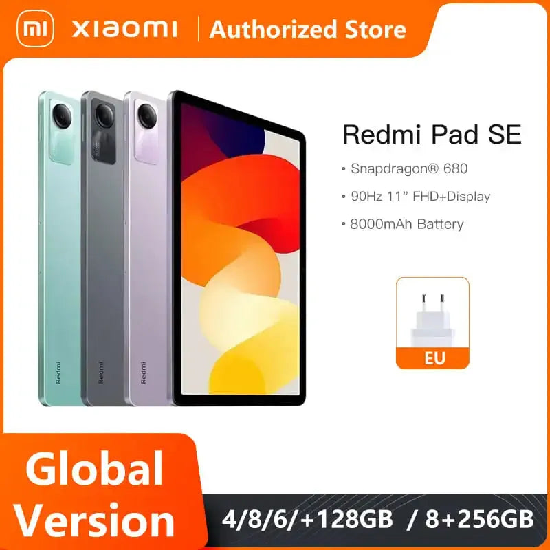 Xiaomi Redmi Pad SE Mi Tablet Global Version Snapdragon® 680 Quad speakers Dolby Atmos® 90Hz 11" Display 8000mAh 128GB / 256GB