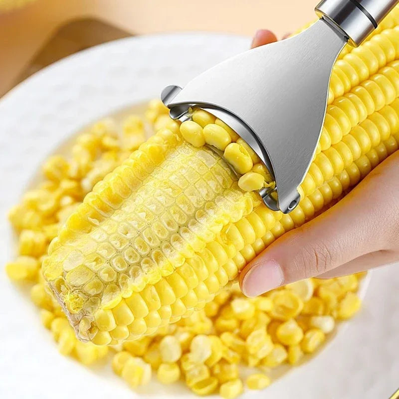 New Stainless Steel Corn Stripper Fast Corn Peeler Handle Convenient Corn Stripper Thresher Corn Cutter Kitchen Light Food Tool