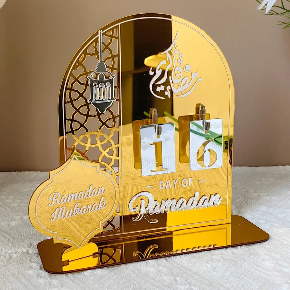 Ramadan Countdown Calendar Acrylic Eid Mubarak Ornament Kareem Ramadan Decoration 2025 For Home Islamic Muslim Party Decor Gifts