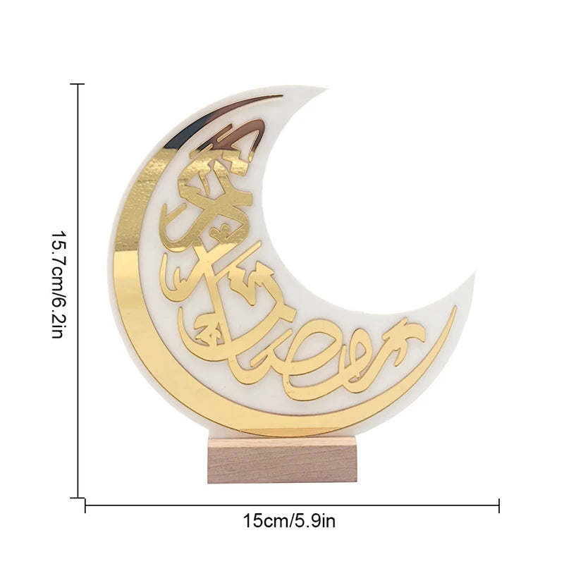 Muslim Acrylic Moon Ornaments 2025 Ramadan Kareem Decoration for Home Table Eid Mubarak Islamic Festival Party Gifts Supplies