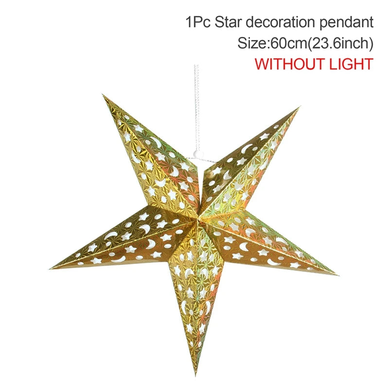 Eid Mubarak Hollow Star Hanging Pendant Ramadan Decor For Home 2025 Islam Muslim Party Mubarak Light Gifts Eid Al Adha Kareem