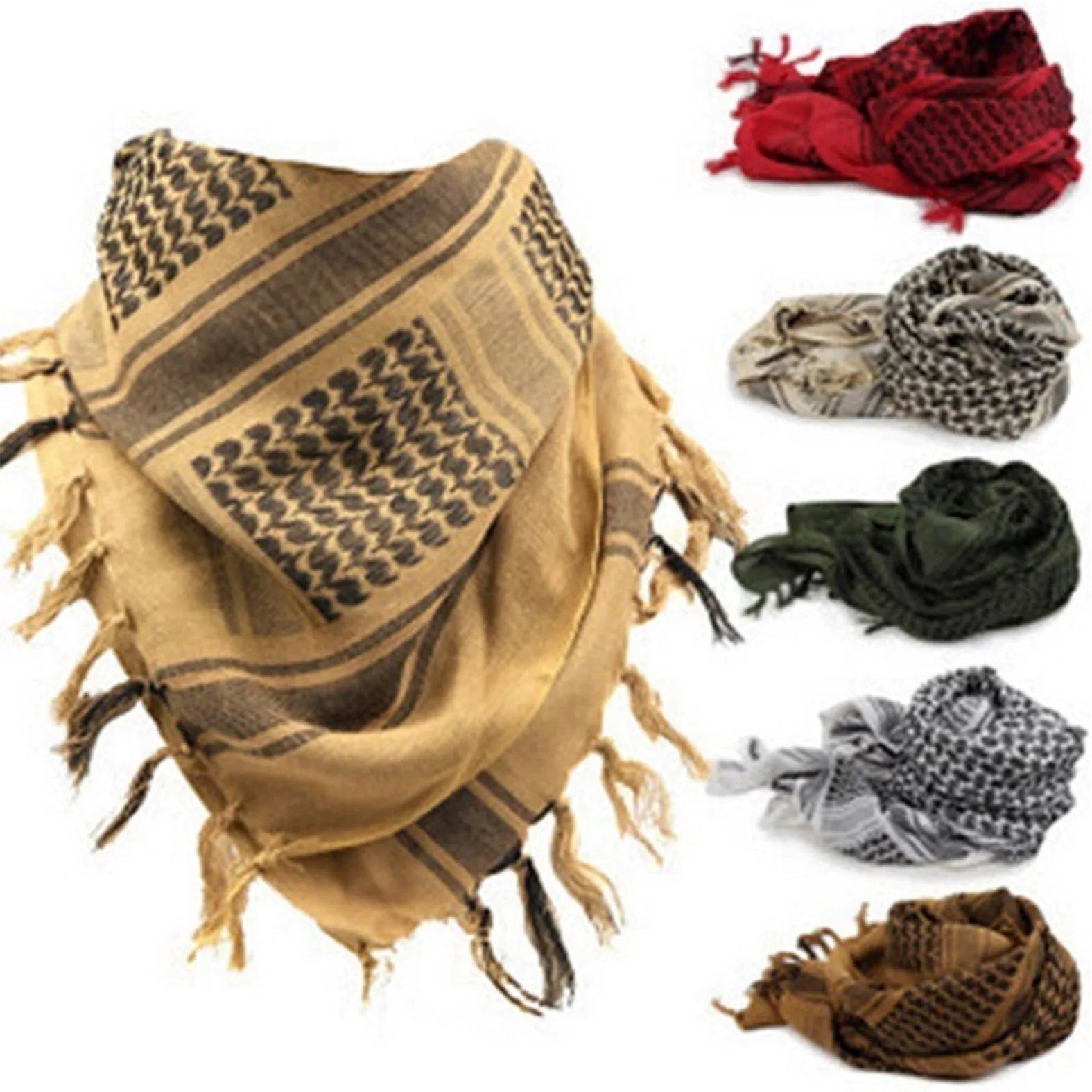 1 Pack Muslim Hijab Tactical Desert Arabian Scarf Men's Women's Winter Windproof Military Windproof Hiking Scarf Commando Scarf