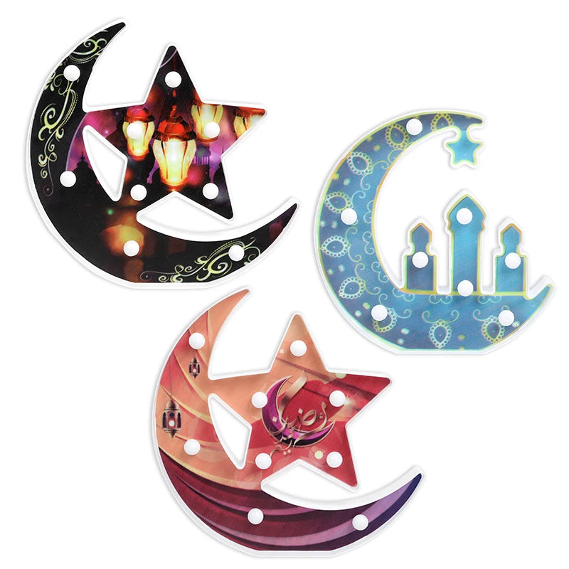 Ramadan LED Star Moon Light Lantern Eid Mubarak Home Table Decoration Ornaments 2025 Islam Muslim Festival Party Decor Eid Gifts