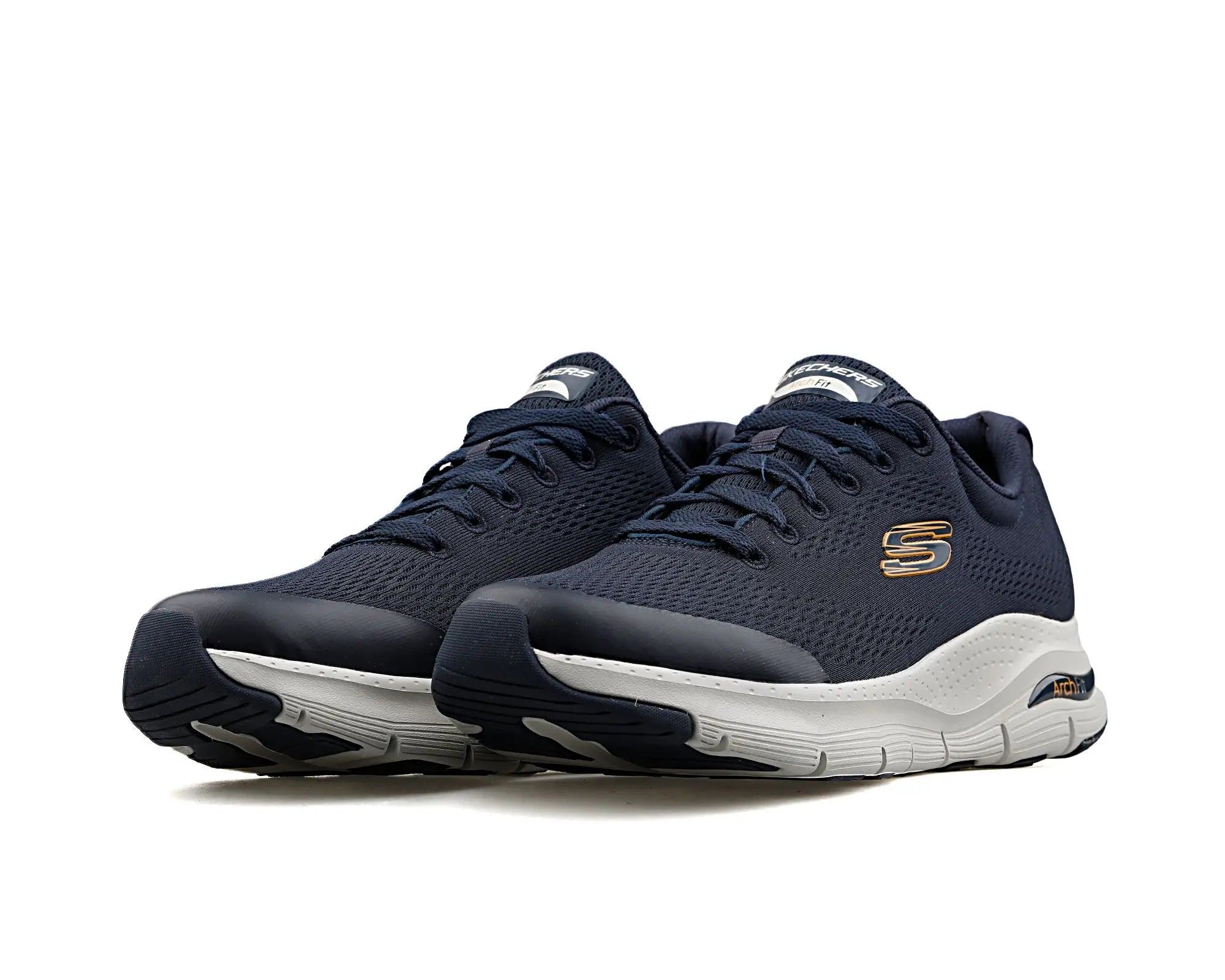 Skechers Arch Fit Shoes Mens Sneakers Fashion Lace-Up Casual Shoes Men's Flats Soft Sole Navy Blue Mens Shoes for Hiking