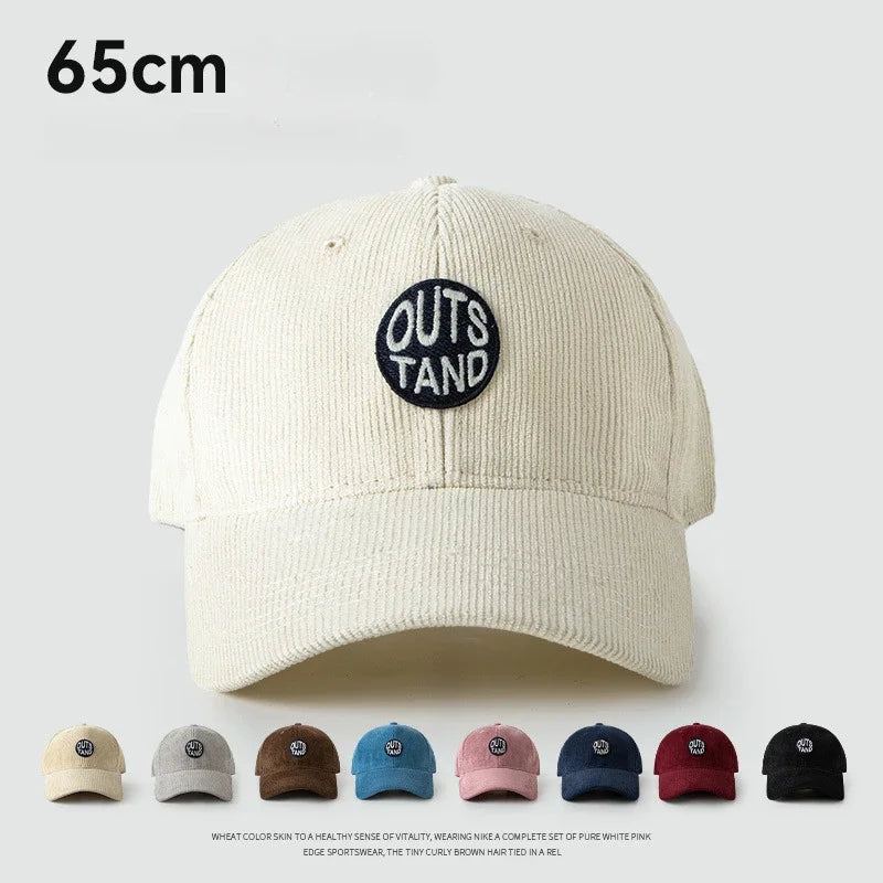 Big Head Baseball Caps for Men Corduroy Warmth Windproof Autumn Winter Embroidered Hat Women Snapback Cap Trucker Hat Gorras