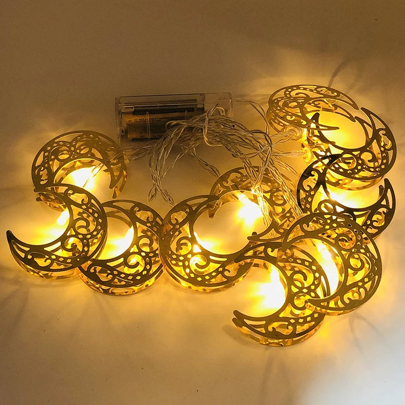 Ramadan Decoration Plastic Lantern Led String Lights Ramadan Kareem Decor Eid Mubarak Gift Al-Fitr Eid Festival Party Supplies