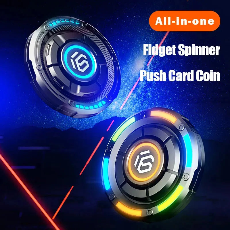 YIJOO 3in1 EDC Metal Pushing Card Hand Spinner Papa Coin Adults Creative Fidget Toys For Men 2024 New Stress Reliever Gifts